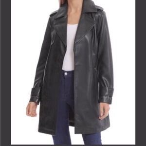 Bagatelle Leather longline Jacket Coat button up pockets Sz M